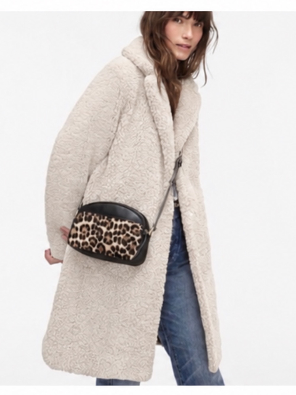 Rachel Zoe Teddy Coat Cream Long Size Small